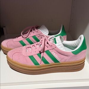 Adidas Gazelle Pink and Green Women's Sneakers